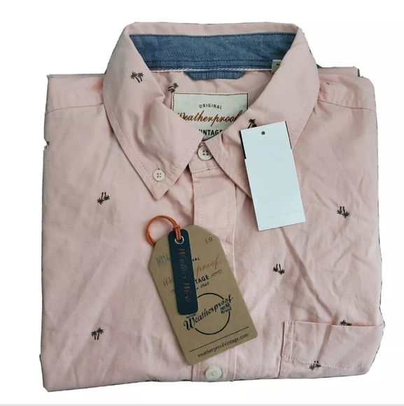 NWT Weatherproof Vintage Pink Palm Tree Shirt - Picture 1 of 5